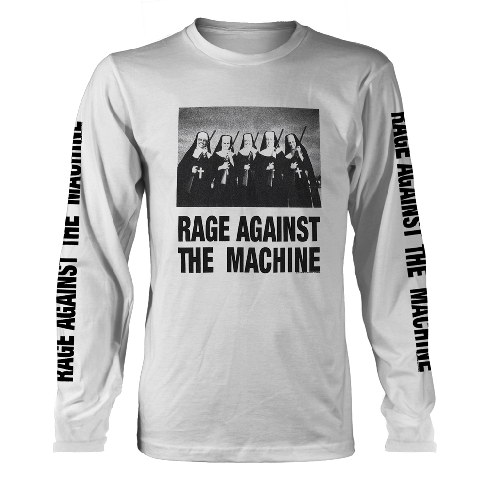 RAGE AGAINST THE MACHINE NUNS AND GUNS Long Sleeve Shirt Small WHITE (FOTL)