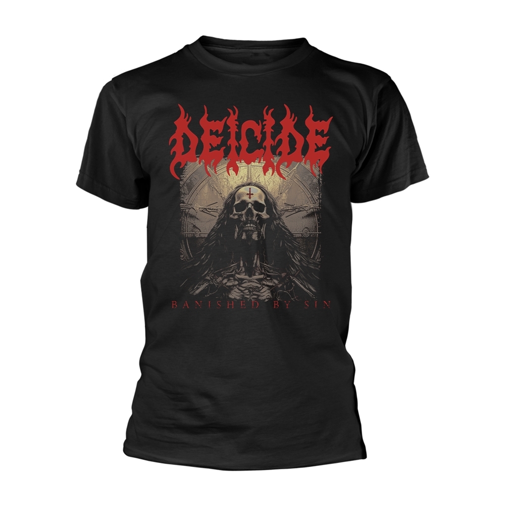 DEICIDE BANISHED BY SIN (EU TOUR 2024) T-Shirt, Front & Back Print X-Large BLACK