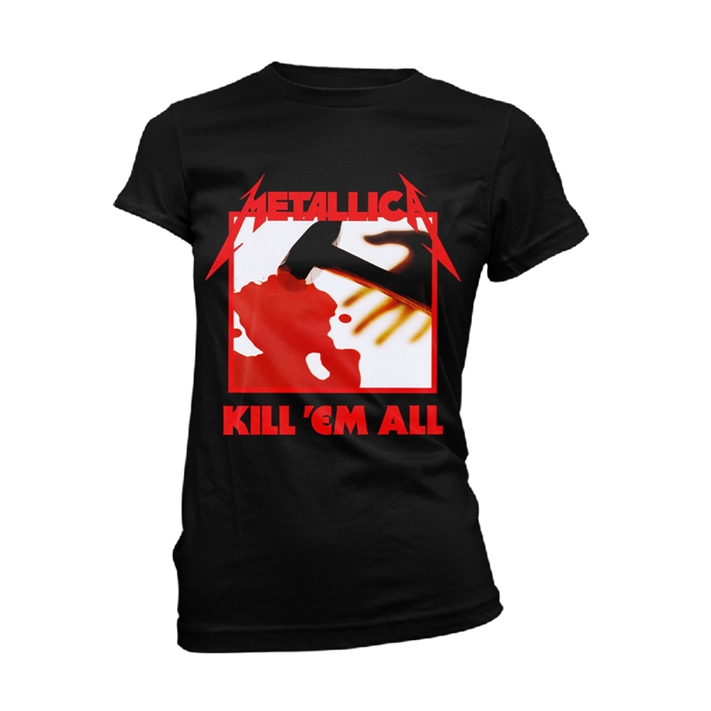 METALLICA KILL 'EM ALL TRACKS (BLACK) T-Shirt, Girlie with backprint Womens: 16