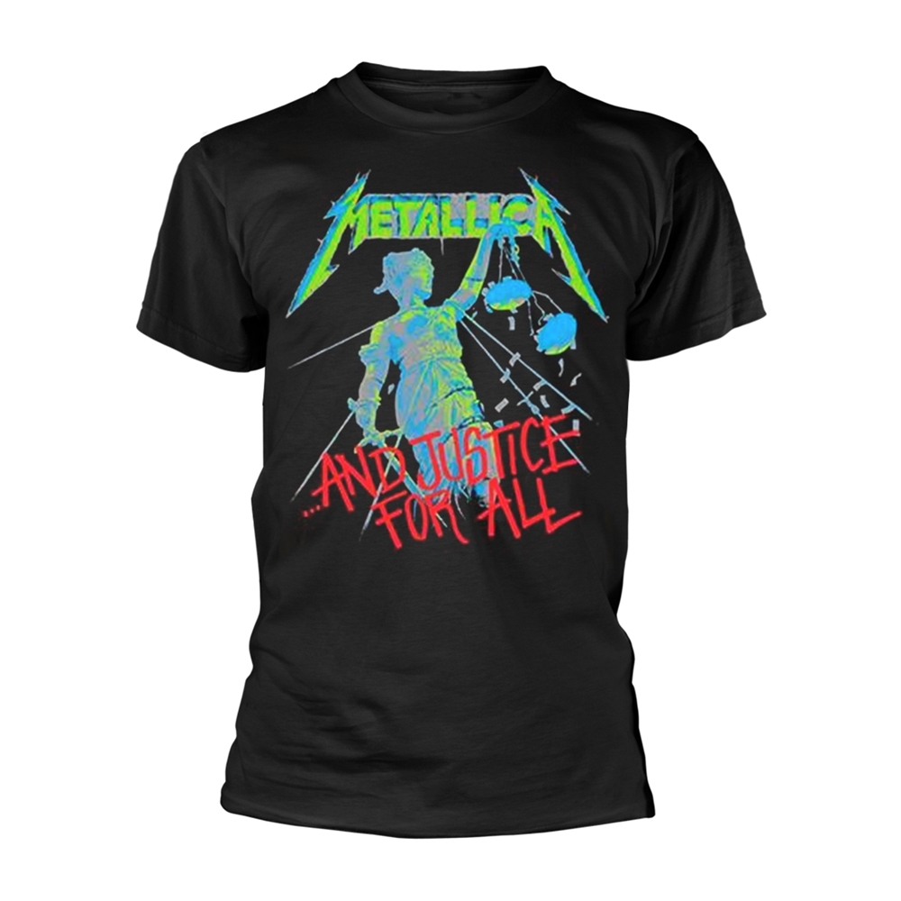 METALLICA AND JUSTICE FOR ALL T-Shirt, Front & Back Print Large BLACK