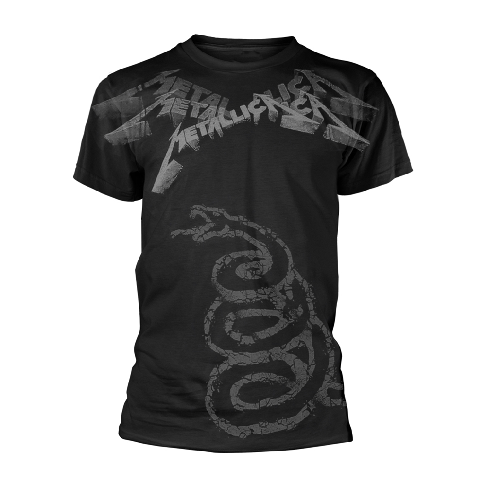 METALLICA BLACK ALBUM FADED (ALL OVER) T-Shirt, Front & Back Print Large BLACK