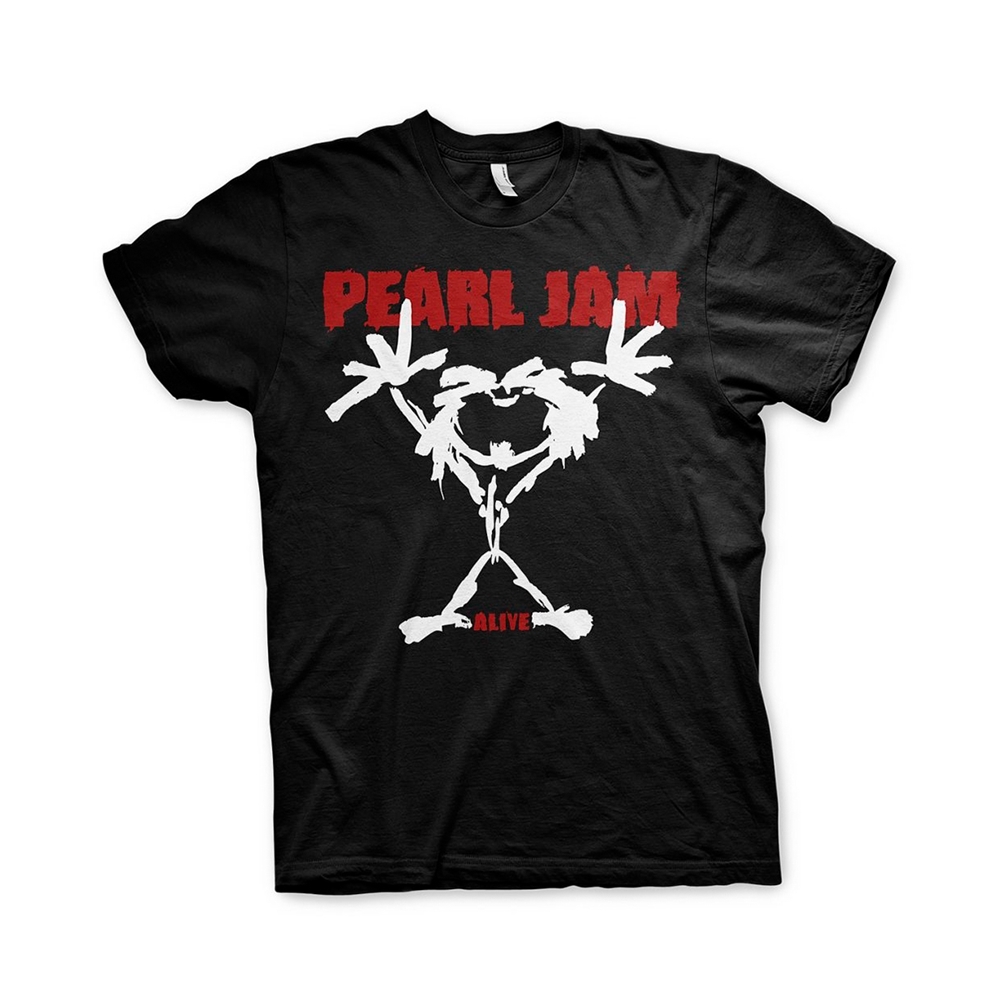 PEARL JAM STICKMAN T-Shirt, Front & Back Print Medium BLACK
