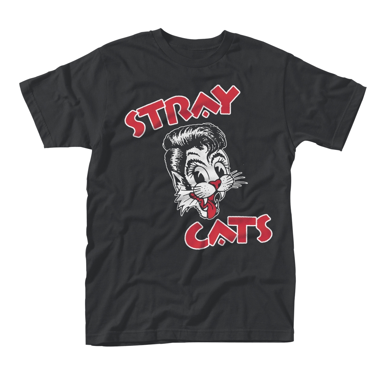 STRAY CATS CAT LOGO T-Shirt Small BLACK