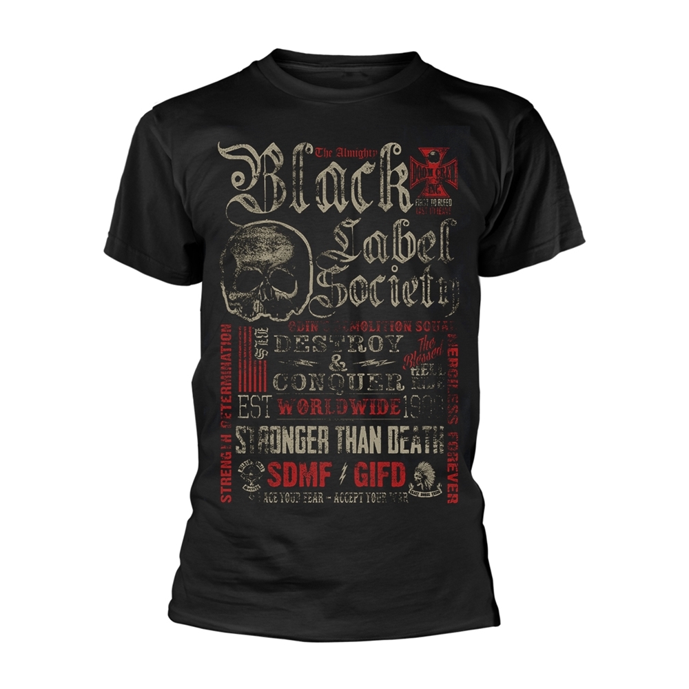 BLACK LABEL SOCIETY DESTROY & CONQUER T-Shirt, Front & Back Print XXX-Large BLAC